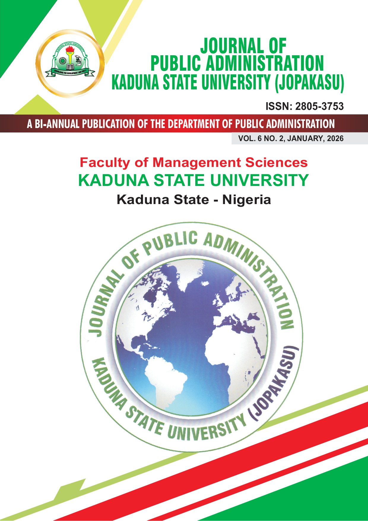 Journal of Public Administration Kaduna State University cover